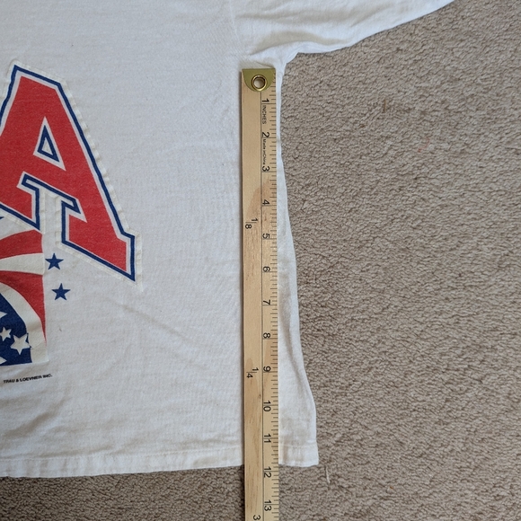 Vintage Single Stitch USA Eagle Cropped T-Shirt L Patriotic 4th July - Picture 10 of 11